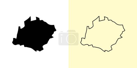 Illustration for Ibb map, Yemen, Asia. Filled and outline map designs. Vector illustration - Royalty Free Image