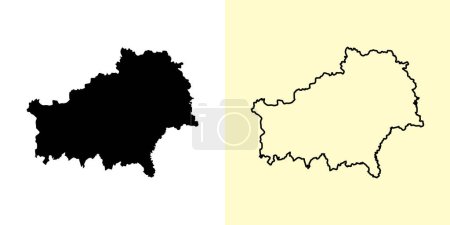 Illustration for Homiel map, Belarus, Europe. Filled and outline map designs. Vector illustration - Royalty Free Image