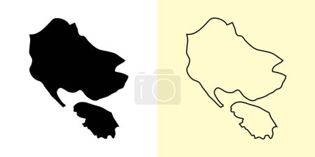 Illustration for Herceg Novi map, Montenegro, Europe. Filled and outline map designs. Vector illustration - Royalty Free Image