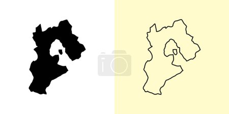 Illustration for Hebei map, China, Asia. Filled and outline map designs. Vector illustration - Royalty Free Image