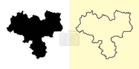 Illustration for Haskovo map, Bulgaria, Europe. Filled and outline map designs. Vector illustration - Royalty Free Image