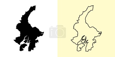 Ilustración de Guayas mapa, Ecuador, Américas. Diseños de mapas rellenos y esquemáticos. Ilustración vectorial - Imagen libre de derechos