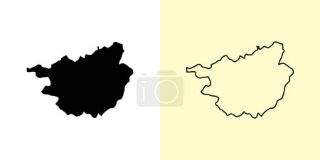 Illustration for Guangxi map, China, Asia. Filled and outline map designs. Vector illustration - Royalty Free Image