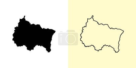 Illustration for Grand Est map, France, Europe. Filled and outline map designs. Vector illustration - Royalty Free Image