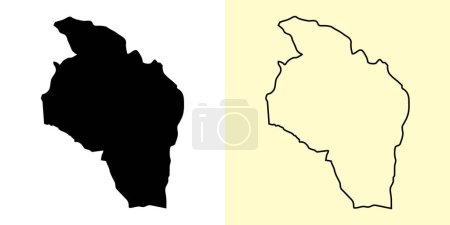 Illustration for Govi-Altai map, Mongolia, Asia. Filled and outline map designs. Vector illustration - Royalty Free Image