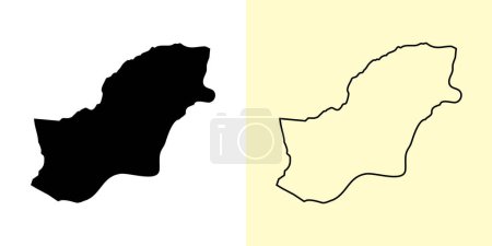 Téléchargez les illustrations : Carte du Golestan, Iran, Asie. Rempli et esquisser des dessins de carte. Illustration vectorielle - en licence libre de droit