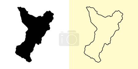 Illustration for Gorkha map, Nepal, Asia. Filled and outline map designs. Vector illustration - Royalty Free Image