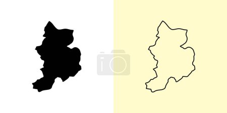 Illustration for Glarus map, Switzerland, Europe. Filled and outline map designs. Vector illustration - Royalty Free Image