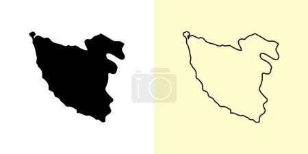 Téléchargez les illustrations : Carte de Galle, Sri Lanka, Asie. Rempli et esquisser des dessins de carte. Illustration vectorielle - en licence libre de droit