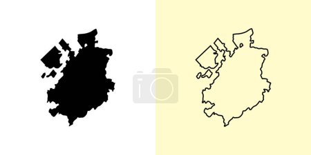 Illustration for Fribourg map, Switzerland, Europe. Filled and outline map designs. Vector illustration - Royalty Free Image