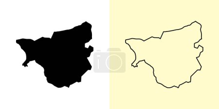 Illustration for Fiorentino map, San Marino, Europe. Filled and outline map designs. Vector illustration - Royalty Free Image