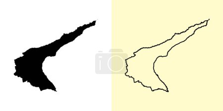Ilustración de Famagusta mapa, Chipre, Europa. Diseños de mapas rellenos y esquemáticos. Ilustración vectorial - Imagen libre de derechos