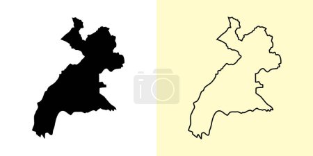 Illustration for Erbil map, Iraq, Asia. Filled and outline map designs. Vector illustration - Royalty Free Image
