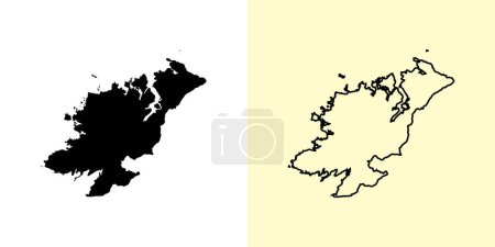 Illustration for Donegal map, Ireland, Europe. Filled and outline map designs. Vector illustration - Royalty Free Image