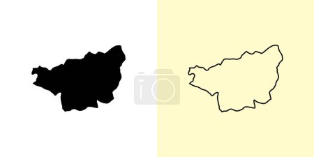 Illustration for Diyarbakir map, Turkey, Asia. Filled and outline map designs. Vector illustration - Royalty Free Image