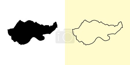 Illustration for Dohuk map, Iraq, Asia. Filled and outline map designs. Vector illustration - Royalty Free Image