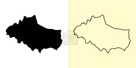 Illustration for Dobrich map, Bulgaria, Europe. Filled and outline map designs. Vector illustration - Royalty Free Image