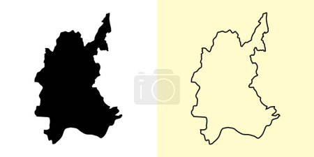 Illustration for Diyala map, Iraq, Asia. Filled and outline map designs. Vector illustration - Royalty Free Image