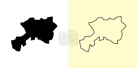 Illustration for Dhamar map, Yemen, Asia. Filled and outline map designs. Vector illustration - Royalty Free Image
