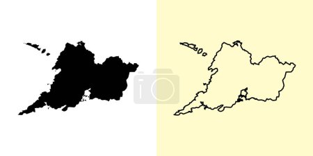Illustration for Clare map, Ireland, Europe. Filled and outline map designs. Vector illustration - Royalty Free Image