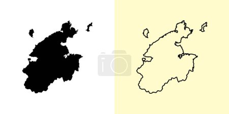 Illustration for Chukotka map, Russia, Europe. Filled and outline map designs. Vector illustration - Royalty Free Image