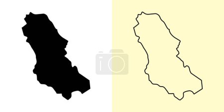 Ilustración de Cetinje mapa, Montenegro, Europa. Diseños de mapas rellenos y esquemáticos. Ilustración vectorial - Imagen libre de derechos