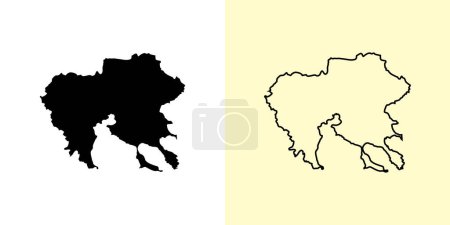 Illustration for Central Macedonia map, Greece, Europe. Filled and outline map designs. Vector illustration - Royalty Free Image