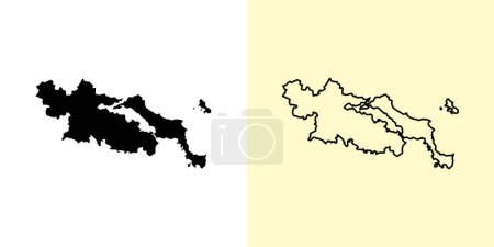 Illustration for Central Greece map, Greece, Europe. Filled and outline map designs. Vector illustration - Royalty Free Image