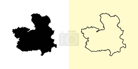 Ilustración de Castilla-La Mancha mapa, España, Europa. Diseños de mapas rellenos y esquemáticos. Ilustración vectorial - Imagen libre de derechos