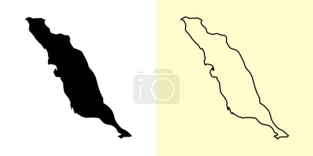 Illustration for Bushehr map, Iran, Asia. Filled and outline map designs. Vector illustration - Royalty Free Image