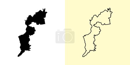 Ilustración de Burgenland map, Austria, Europa. Diseños de mapas rellenos y esquemáticos. Ilustración vectorial - Imagen libre de derechos