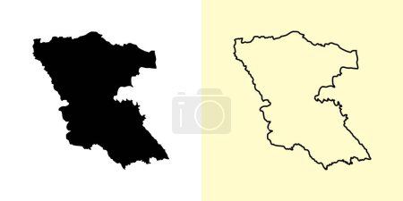 Illustration for Burgas map, Bulgaria, Europe. Filled and outline map designs. Vector illustration - Royalty Free Image
