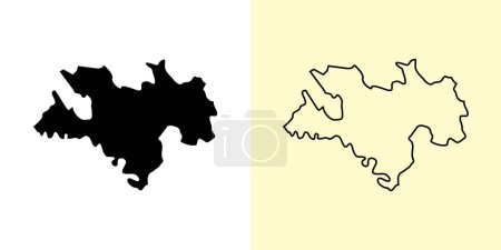 Illustration for Briceni map, Moldova, Europe. Filled and outline map designs. Vector illustration - Royalty Free Image