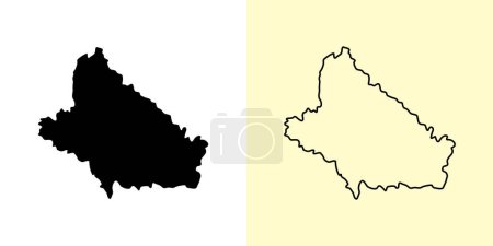 Illustration for Bjelovar-Bilogora map, Croatia, Europe. Filled and outline map designs. Vector illustration - Royalty Free Image