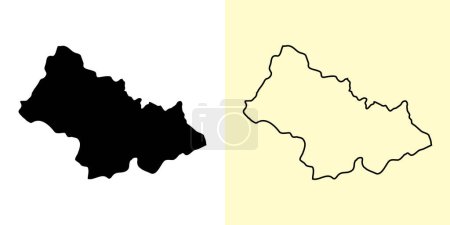 Illustration for Bijelo Polje map, Montenegro, Europe. Filled and outline map designs. Vector illustration - Royalty Free Image