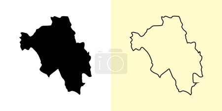Illustration for Bago map, Burma Myanmar, Asia. Filled and outline map designs. Vector illustration - Royalty Free Image
