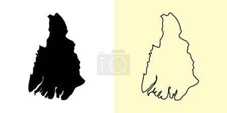 Illustration for Ayeyarwady map, Burma Myanmar, Asia. Filled and outline map designs. Vector illustration - Royalty Free Image
