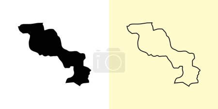Illustration pour Carte d'Aragua, Venezuela, Amériques. Rempli et esquisser des dessins de carte. Illustration vectorielle - image libre de droit