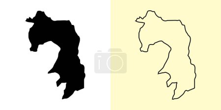 Illustration for Amambay map, Paraguay, Americas. Filled and outline map designs. Vector illustration - Royalty Free Image