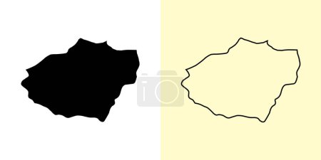 Illustration for Al Batinah South map, Oman, Asia. Filled and outline map designs. Vector illustration - Royalty Free Image