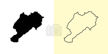 Illustration for Afyonkarahisar map, Turkey, Asia. Filled and outline map designs. Vector illustration - Royalty Free Image
