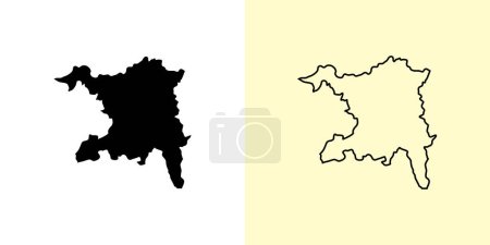 Illustration for Aargau map, Switzerland, Europe. Filled and outline map designs. Vector illustration - Royalty Free Image