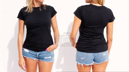 Photo for Model wearing black women's t-shirt, mockup for your own design - Royalty Free Image