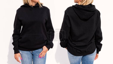 Photo for Model wearing black women's hoodie, mockup for your own design - Royalty Free Image