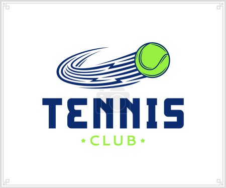 Vector tennis club logo with tennis ball with motion trails