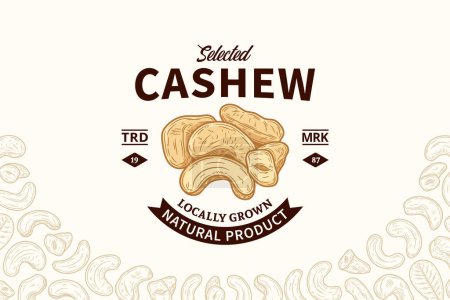 Illustration for Vector cashew nuts logo design. Cashew nut kernels - Royalty Free Image