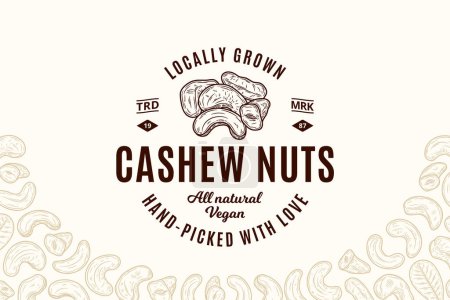Illustration for Vector cashew nuts logo design template. Cashew nut kernels - Royalty Free Image