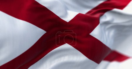 Photo for Close-up of Alabama state flag waving in the wind. Saint Andrew cross on a white background. 3D illustration render. Rippled textile. Selective focus - Royalty Free Image