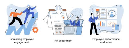 Illustration for Business concepts human resourses department, increasing employee engagement, worker performance evaluation. Personal staff training for business development, motivation for evolution of initiative - Royalty Free Image