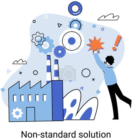 Illustration for Non standart solution. Creation of individual decision for integration of disparate production, information and telecommunication systems of customer into single whole to improve management efficiency - Royalty Free Image